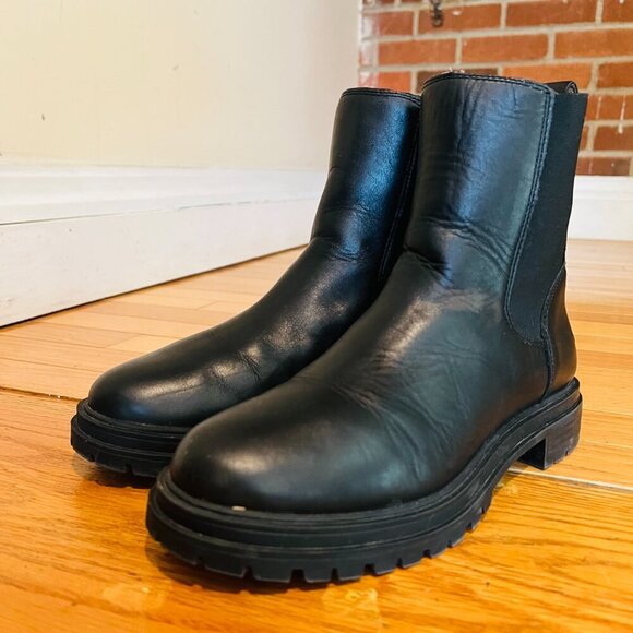 Madewell 8 The Camryn Chelsea Boots Black Heeled Leather Pull On Lightweight - Picture 5 of 16